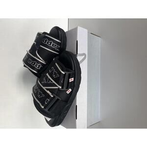 Kappa Logo Tape Kalpi Sandals Slides Black White 32167QW Size 5 Unisex